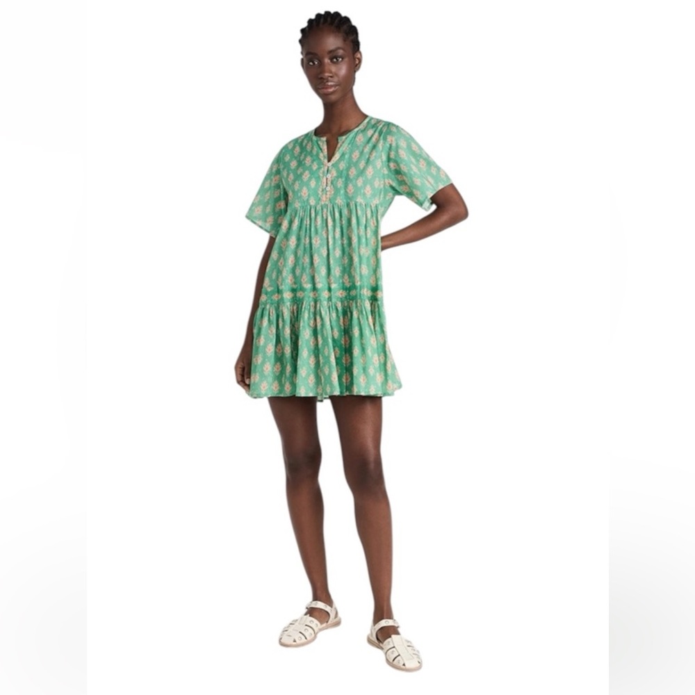 Marea Tiki Cover-Up Dress Teal & Coral Sz Large Resortwear, Boho, Lightweight